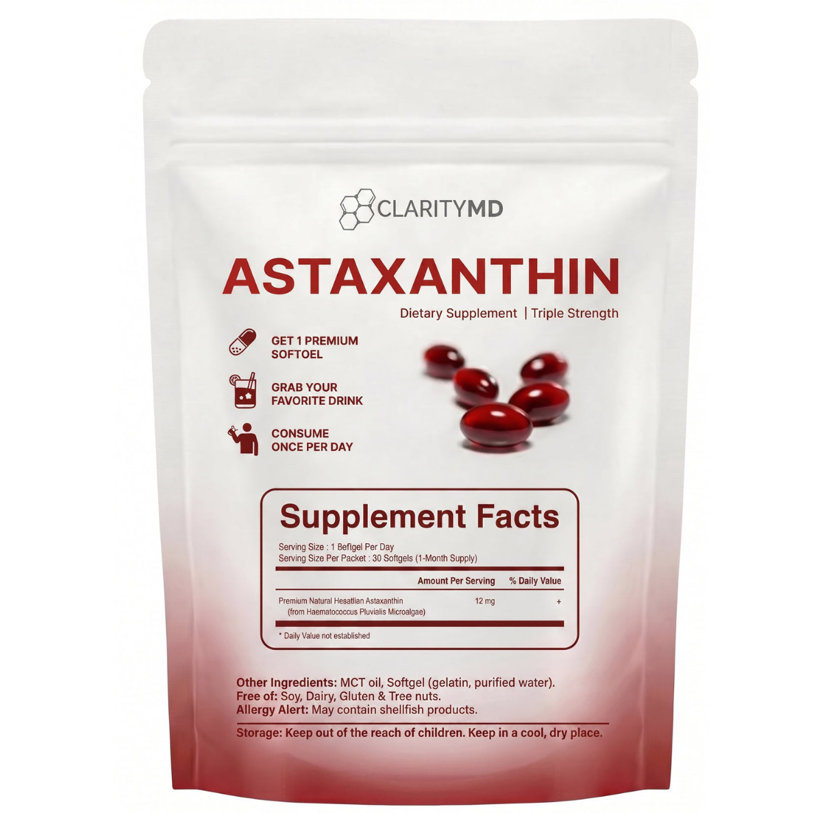 Clarity MD Astaxanthin 12mg Softgels